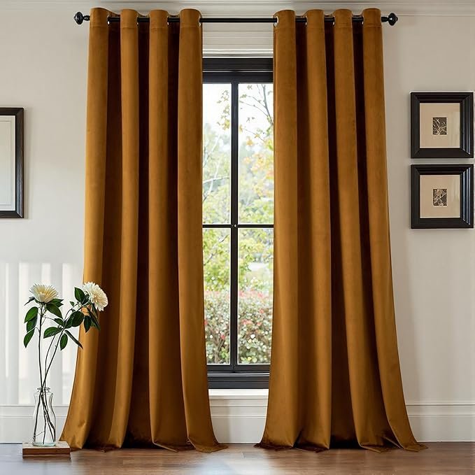 MIULEE Golden Brown Velvet Curtains