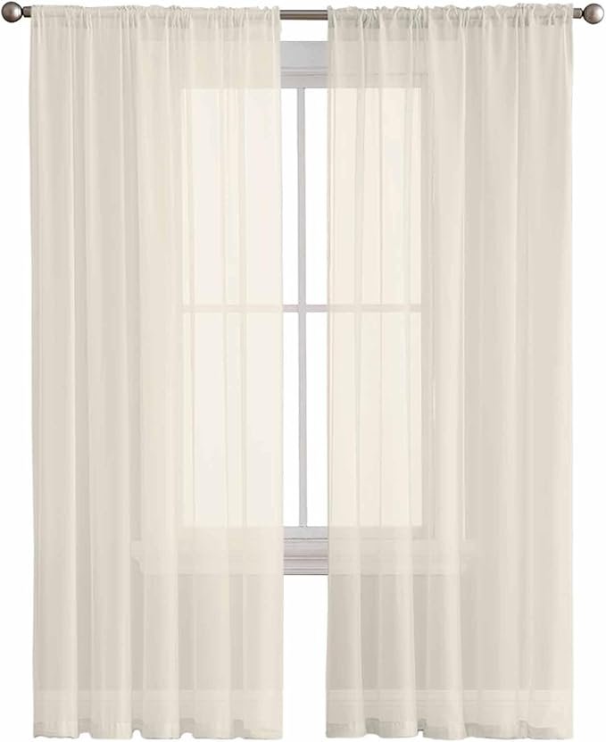 Modern Solid Color Cream Art Chiffon Sheer Curtains