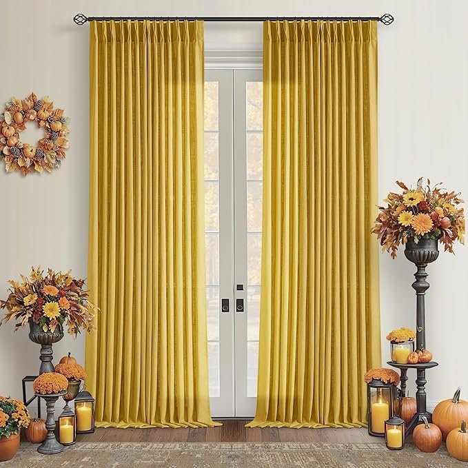 Pleated Linen Curtains 96 Inches Long Curtain