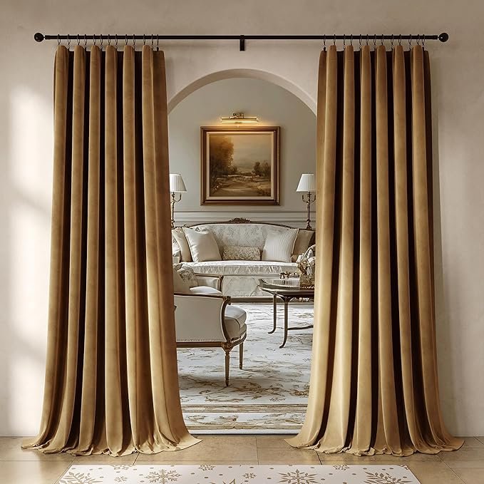 Beauoop Golden Brown Velvet Curtains