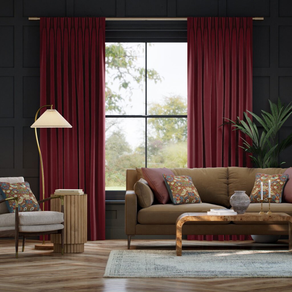 Canterbury Velvet Ruby Red Curtain