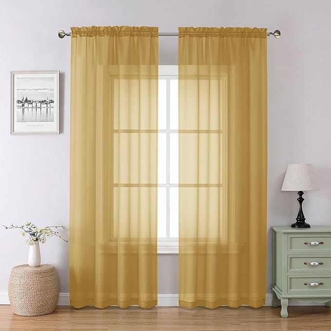 Chyhomenyc Gold Sheer Curtains