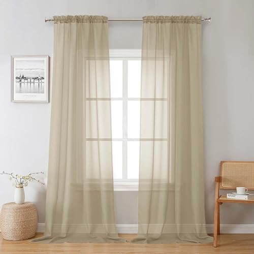 Lecloud Taupe Sheer Curtains