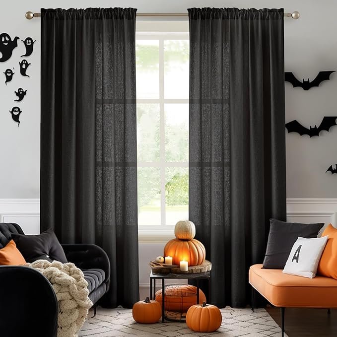 Melodieux Black Semi Sheer Curtains