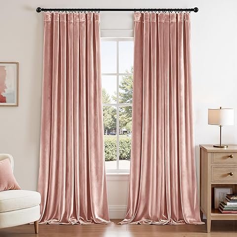Pale Pink Linen Pinch Pleated Curtains