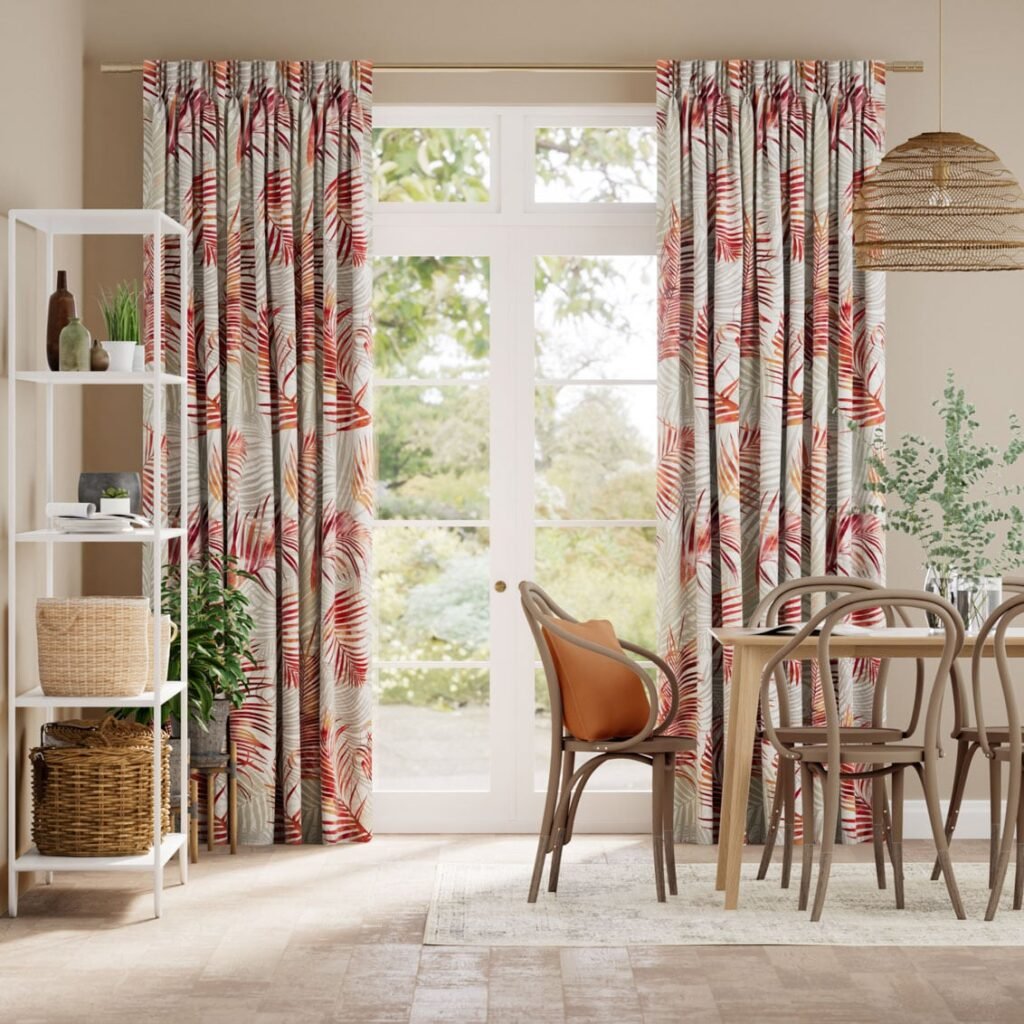 Palm Leaf Burnt Orange Curtain