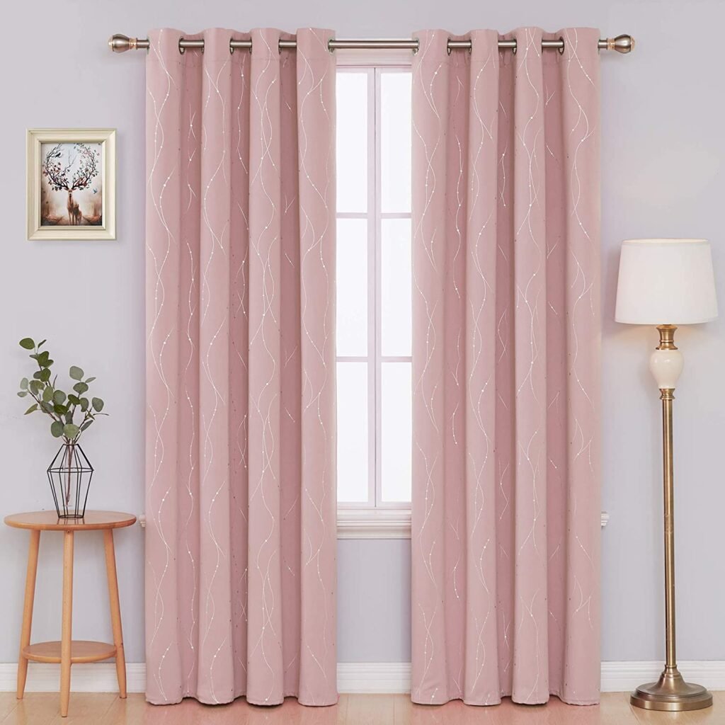 Wave Line and Dots Pattern Blackout Curtains