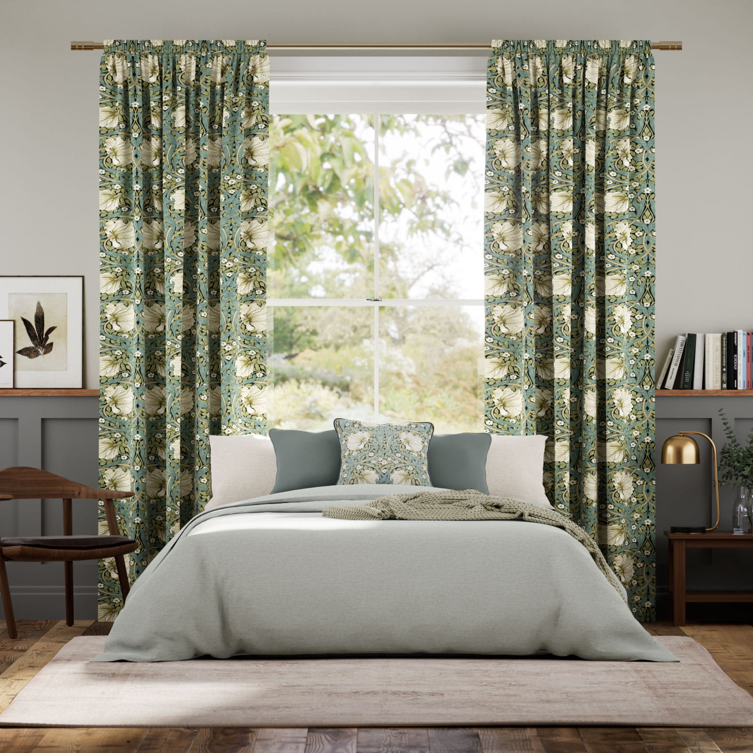William Morris Pimpernel Sage Curtain - Image 3
