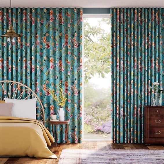 Bella Heron Turquoise Curtains