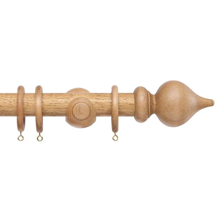 Antique Pine 35mm Peardrop Wood Curtain Poles